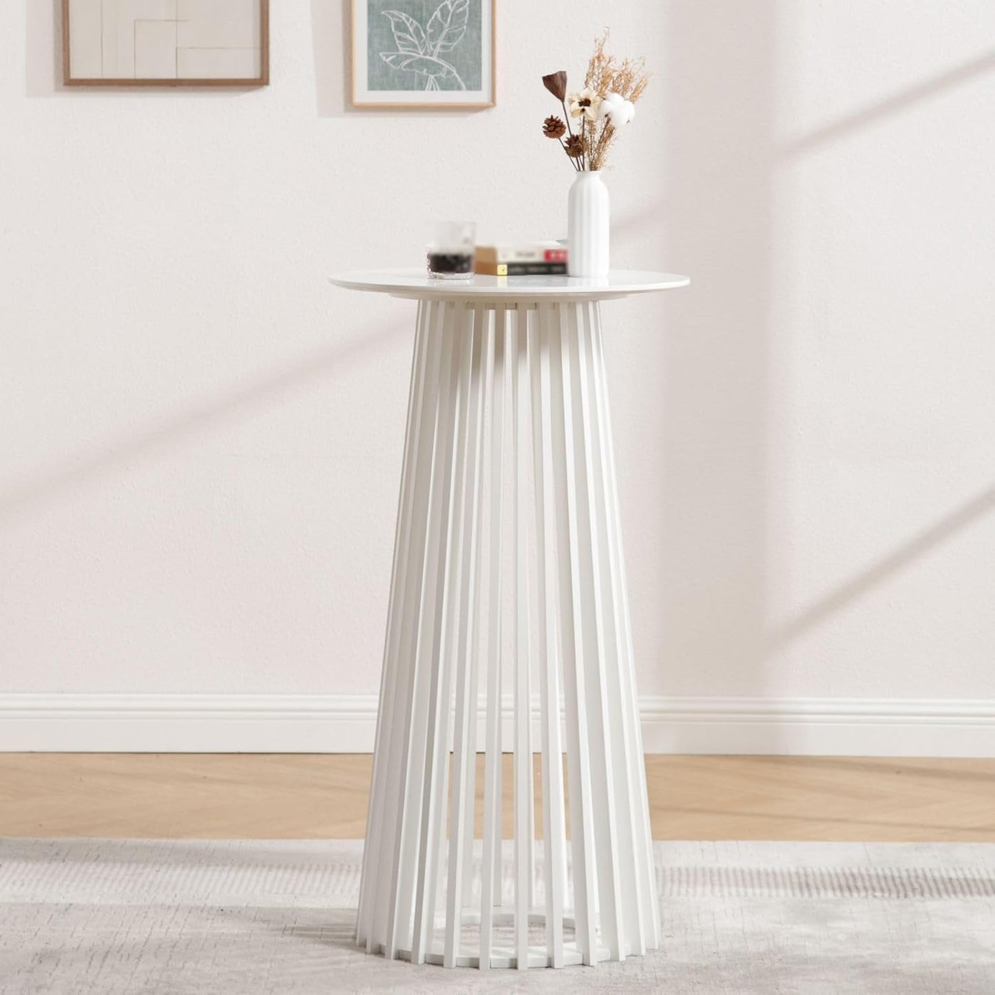 Stylish 43.5 High White Round Bar Table by DUOMAY