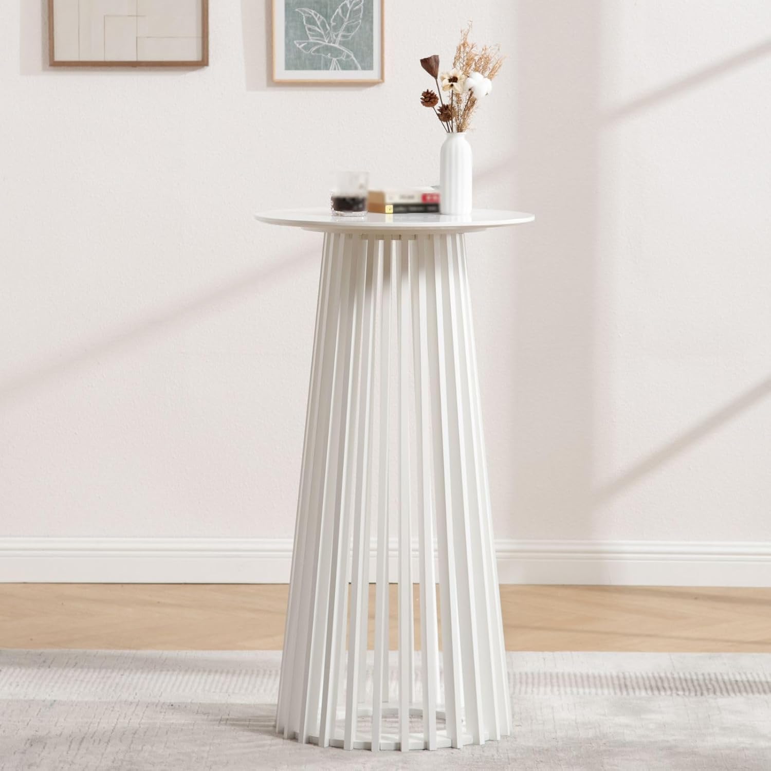Stylish 43.5 High White Round Bar Table by DUOMAY
