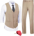 JPF Men's 2 Piece Slim Fit Suit Set with Tie - Versatile 3-Piece VEST