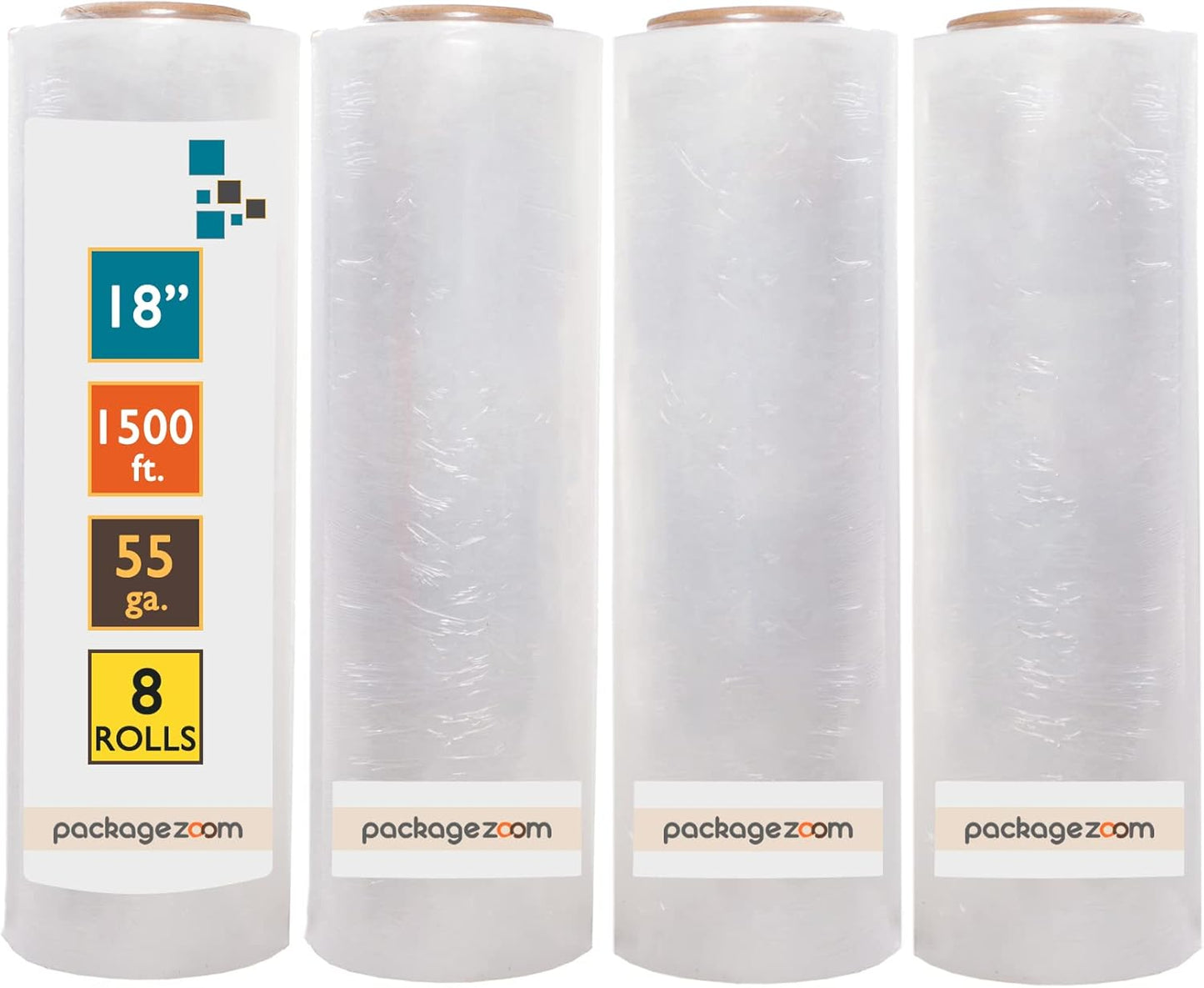 8 Rolls 18in x 1500ft Heavy Duty Stretch Wrap for Moving