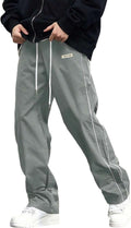 Baggy Track Pants for Men - Y2K Streetwear Drawstring Pockets
