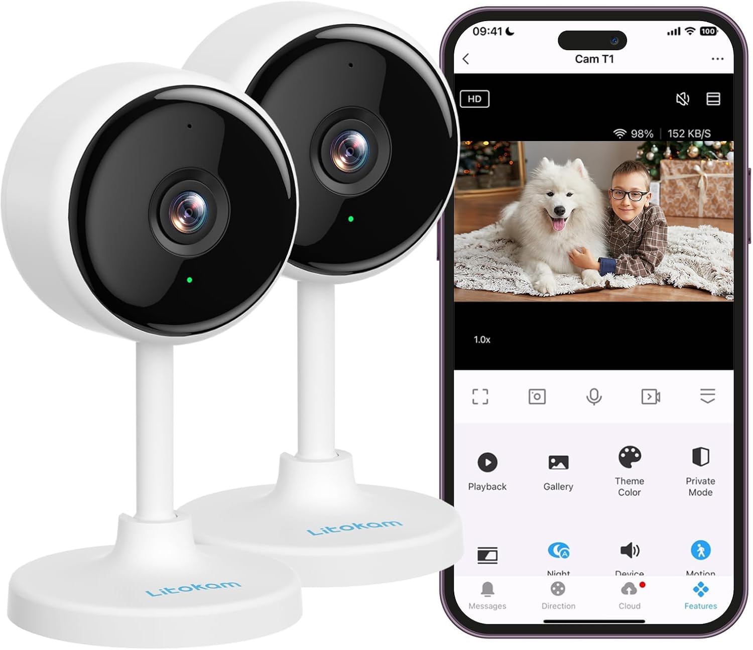 litokam 2K Pet Cam: Night Vision, Motion Detection