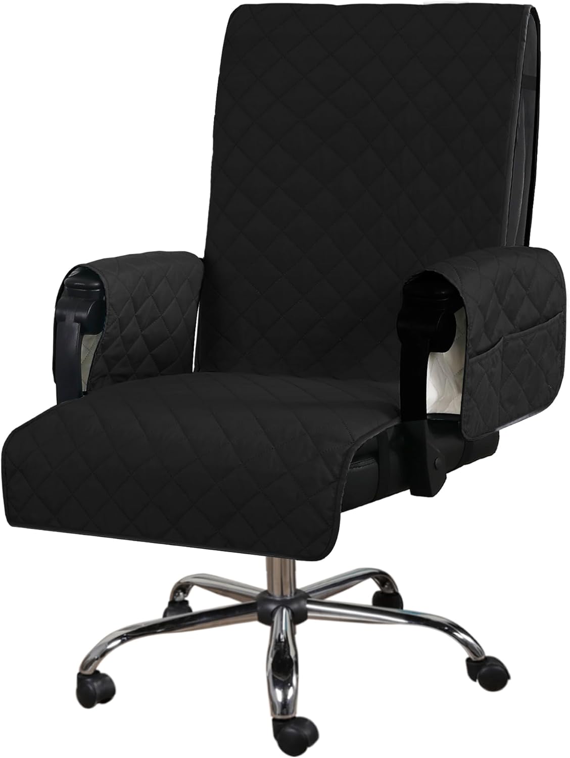 Water Resistant Office Chair Cover, Non Slip, Washable - Black/Grey