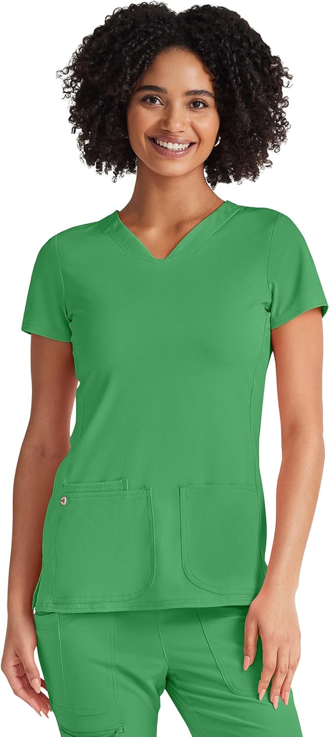 HeartSoul Scrubs for Women V-Neck Medical Top with 360 Stretch
