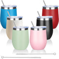 12oz Wine Tumbler Glasses 6 Pack - Insulated Stemless Tumblers
