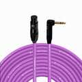 Balanced XLR Cable Female to Right Angle 1/4ft TRS - 100 ft Purple