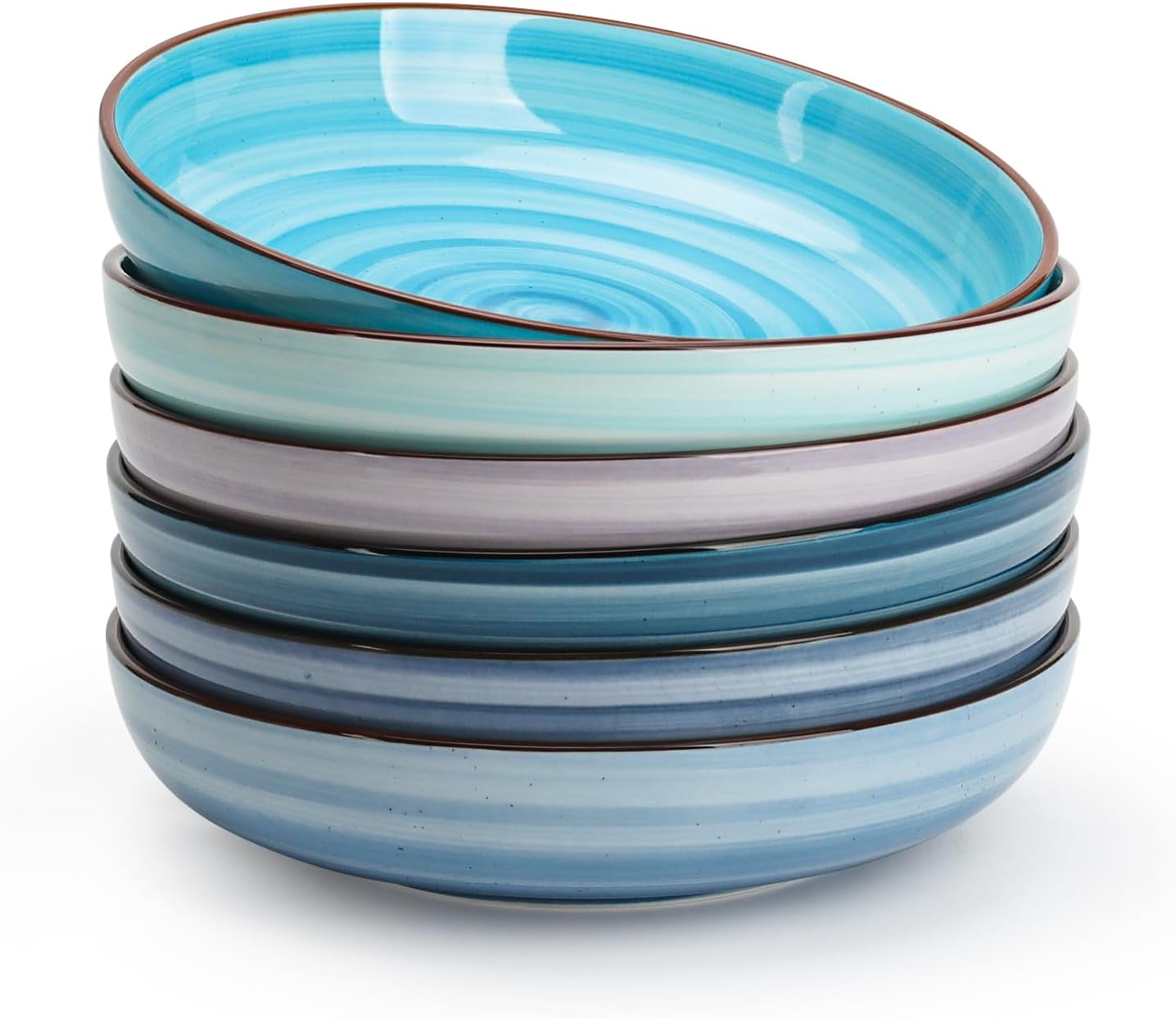 Large Pasta Bowls Set of 6 - Versatile Ceramic Dinnerware