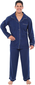 Mens Fleece Pajamas Set XL Dark Blue - Warm Plush Sleepwear