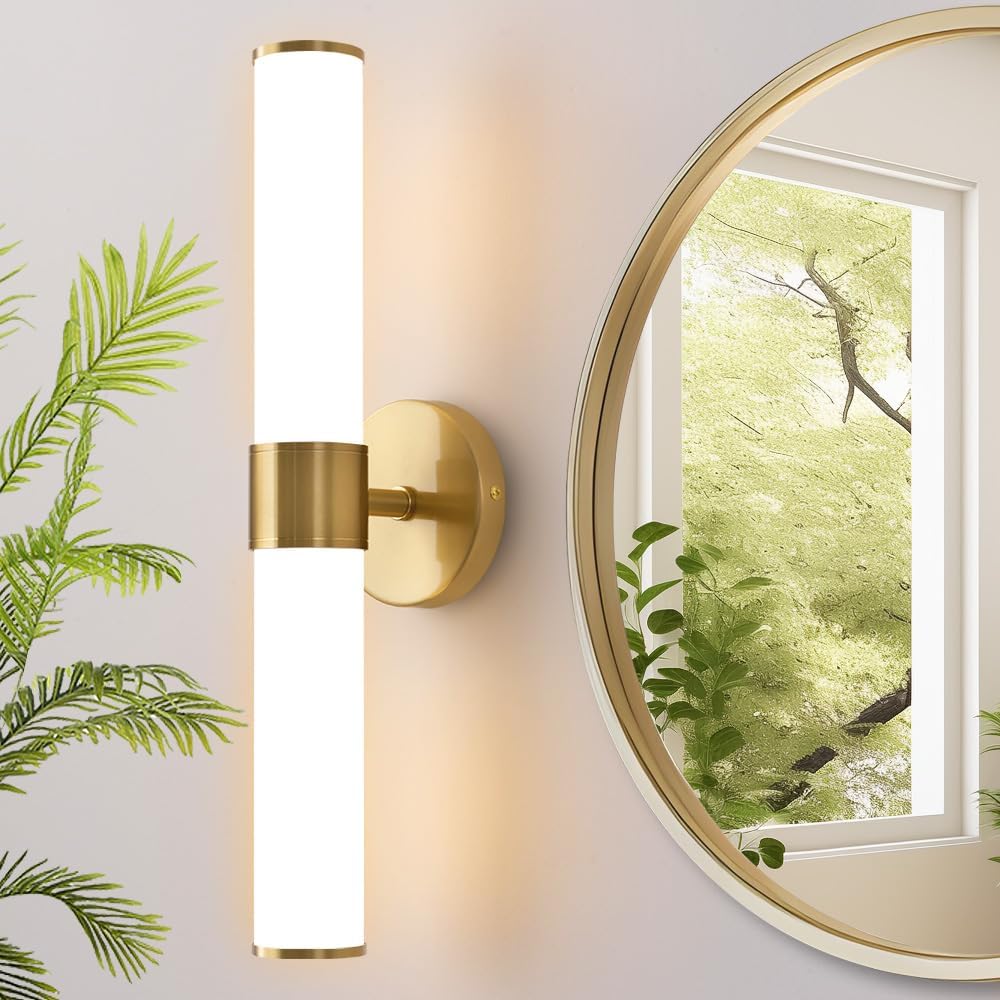 Gold Bathroom Light Fixtures with Milk Glass Shade for Modern Homes