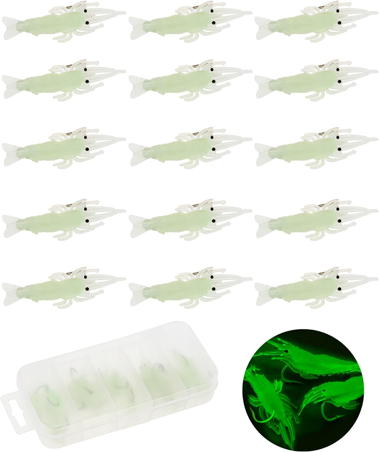 Glowing Shrimp Soft Bait Set - 15pcs