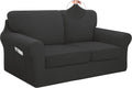 Easy-Going 5 Piece Stretch Loveseat Cover Set - Medium Dark Grey