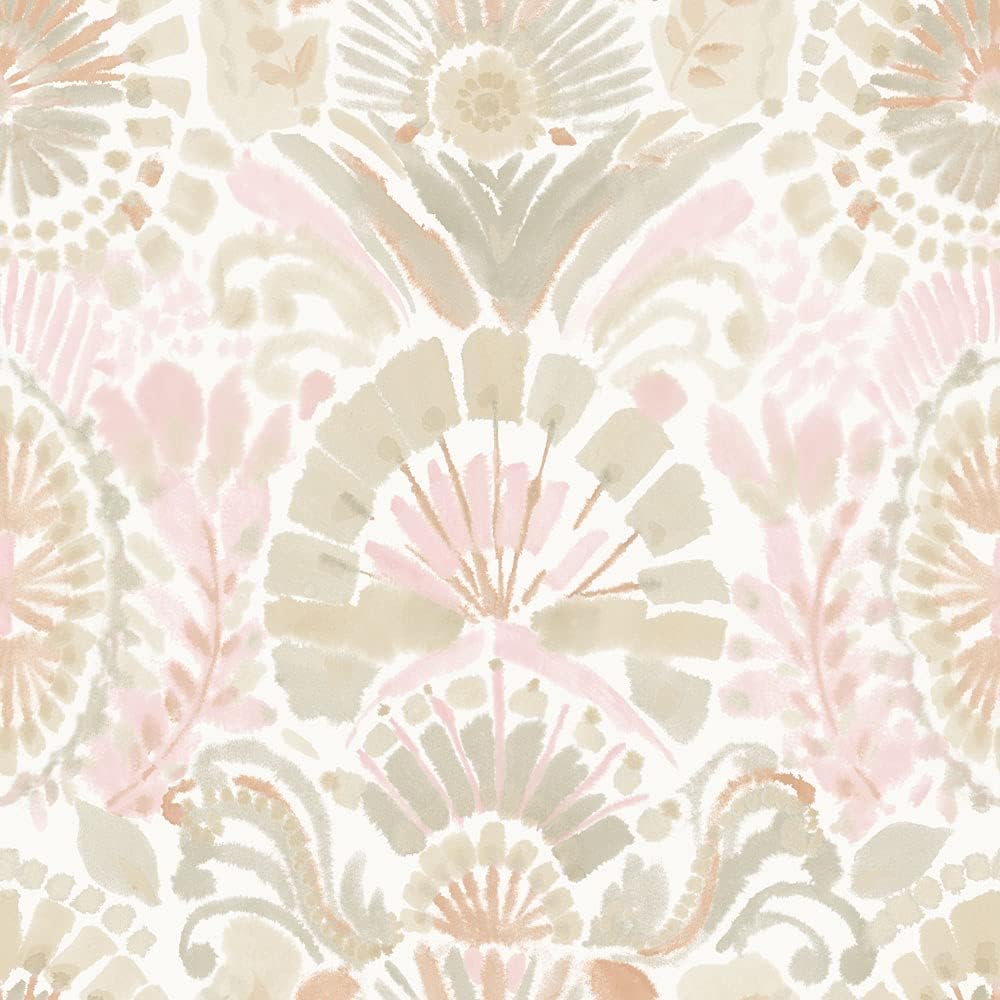 Tempaper Pink Bohemia Damask Removable Wallpaper for Home Decor