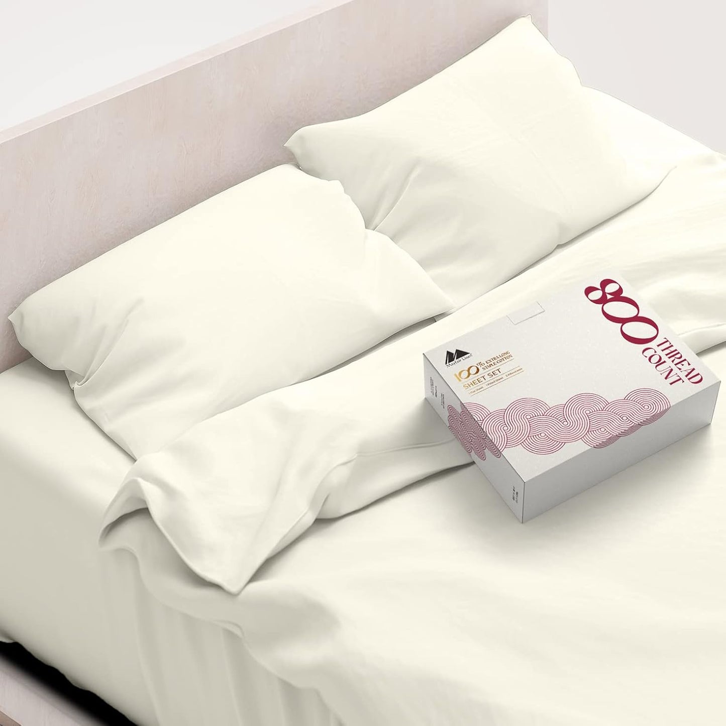 Luxurious 100% Egyptian Cotton Full Size Sheets Set - Ivory
