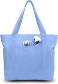 Canvas Tote Bag 3-Pack with Zipper and External Pocket - Durable Daily