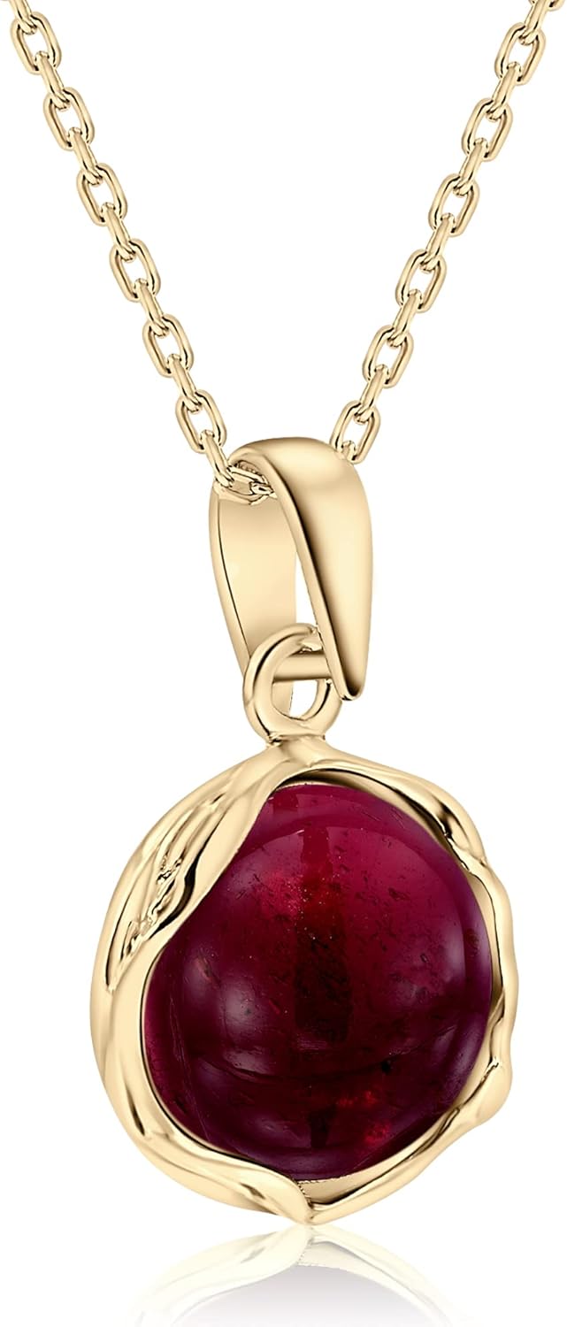 14K Gold Plated Garnet Necklace - Elegant January Birthstone Gift
