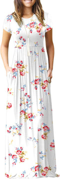 DEARCASE Maxi Dress for Women Short Sleeve Casual Summer Loose Women's
