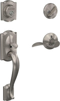 Schlage Camelot Satin Nickel Front Entry Handleset F60 V CAM - Secure