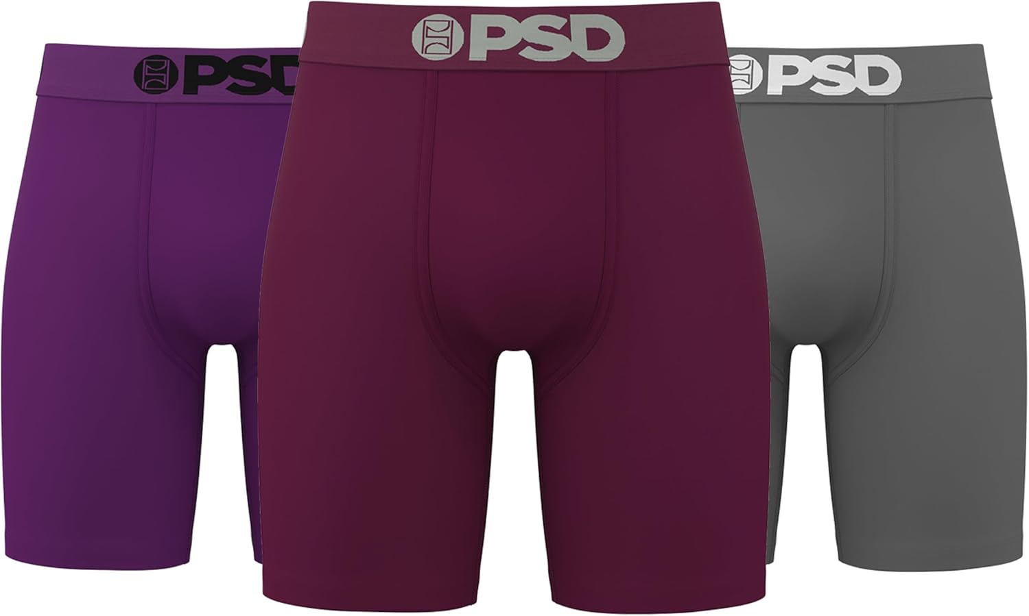 PSD Men's Basic Solid Boxer Briefs - 7 Inch Inseam Comfort