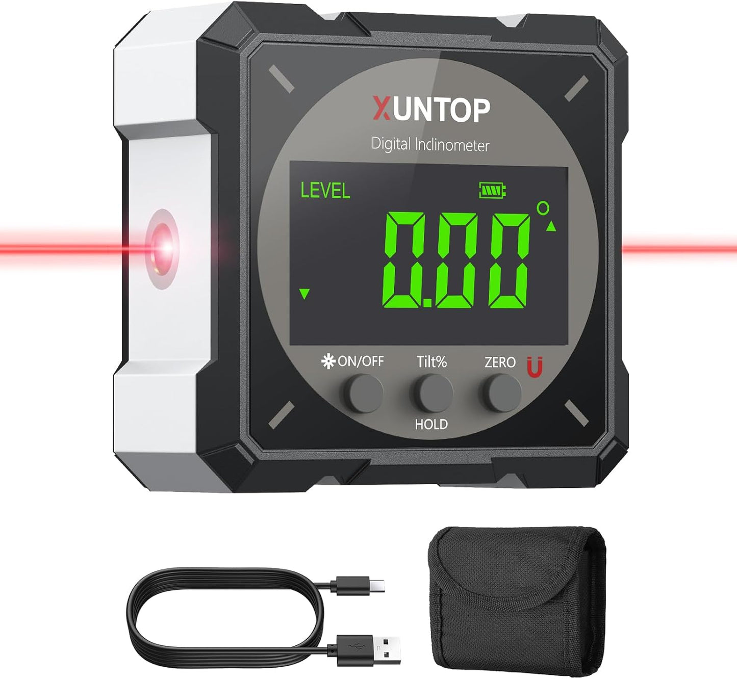 USB Charging Digital Level Box Angle Finder with Laser for Precision