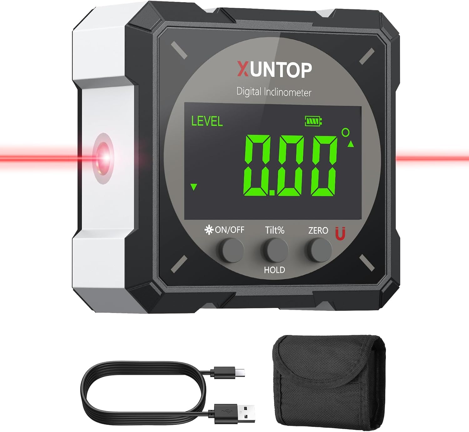 USB Charging Digital Level Box Angle Finder with Laser for Precision