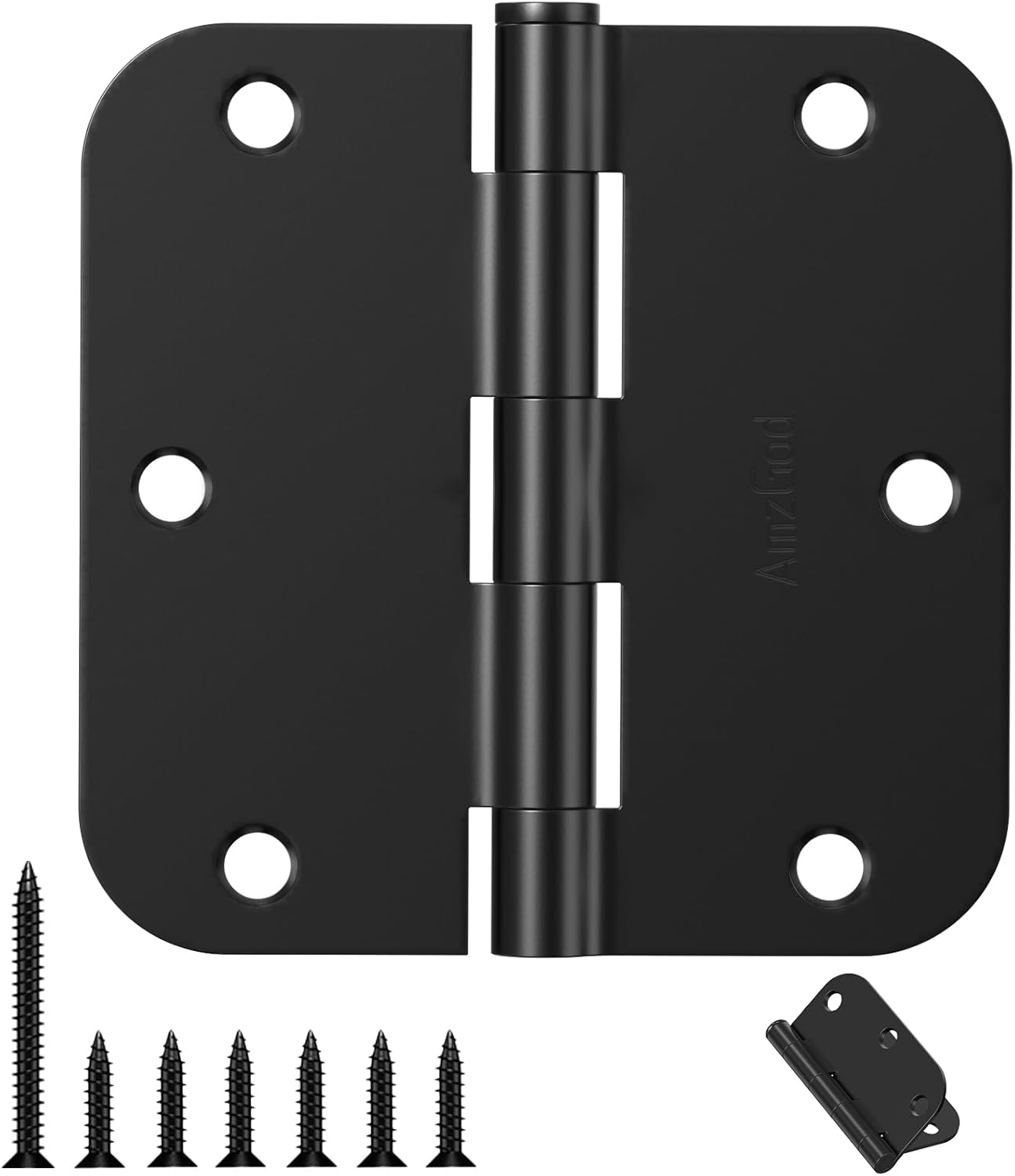 Matte Black Door Hinges - 108 Pack 3.5 Inch Rounded Hinges
