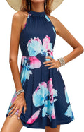 OUGES Women's Halter Neck Floral Summer Casual Sundress (Style N9S2)