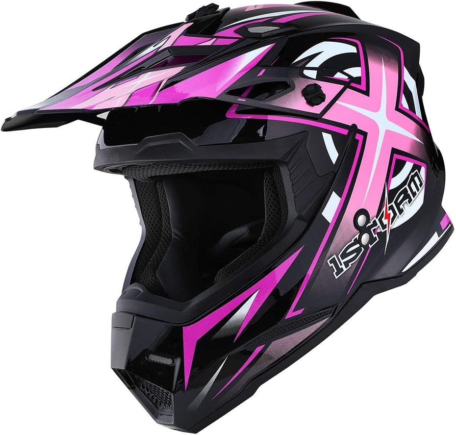 1Storm Adult Motocross Helmet HF801 Sonic Pink for Racing