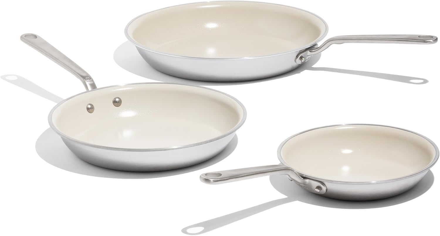 3-Piece Ceramic Non Stick Frying Pan Set for Professional Cooking