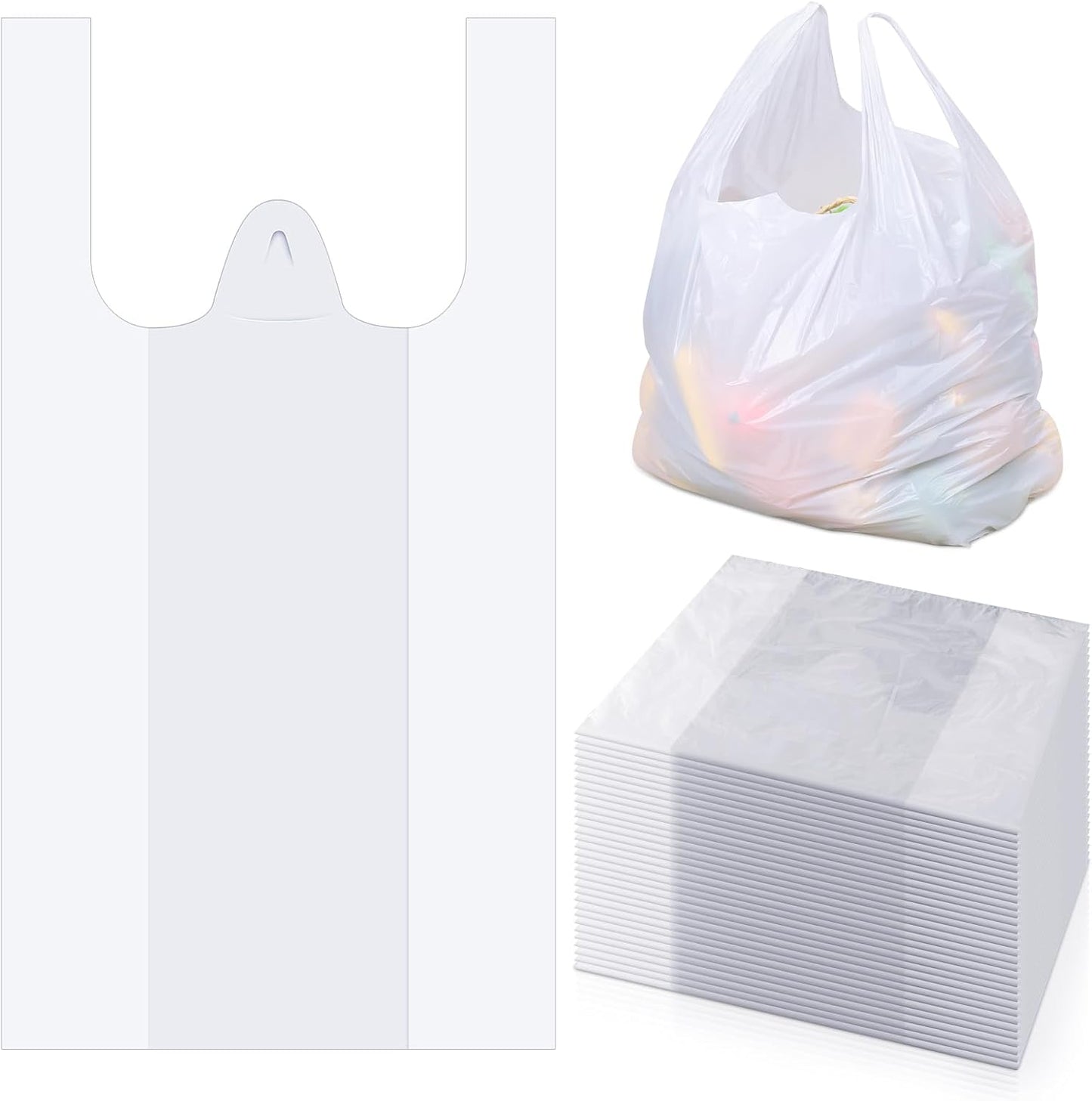 Kisston Jumbo Size Plastic T Shirt Bags - 400 Count Heavy Duty