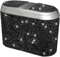 Bling Car Trash Can with Lid - Compact Rhinestone Vehicle Bin