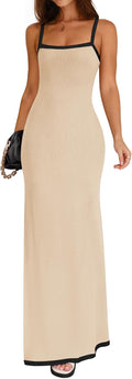 ZESICA Women's Summer Spaghetti Straps Maxi Dress for Beach