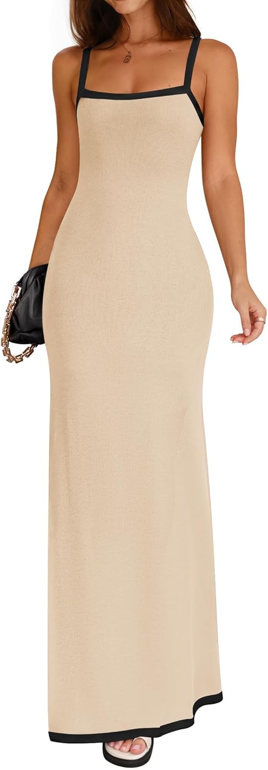 ZESICA Women's Summer Spaghetti Straps Maxi Dress for Beach