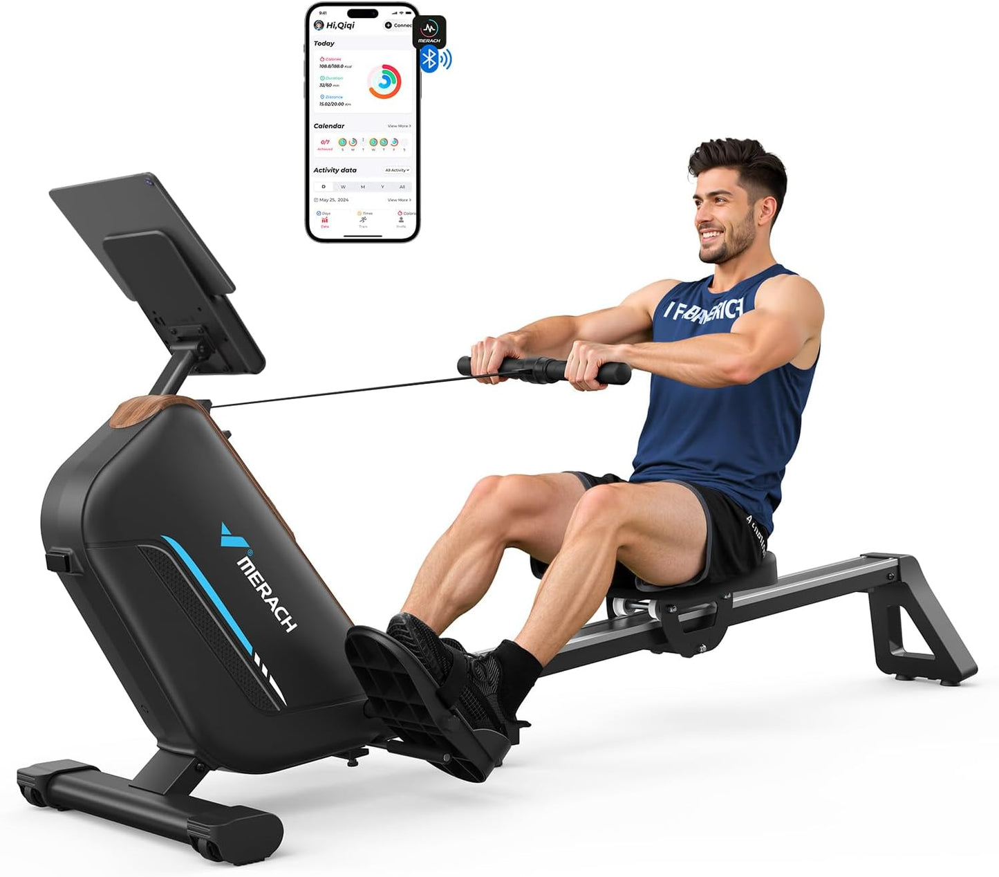 MERACH Power Rowing Machine, 16-Level Resistance, 350 LBS Capacity