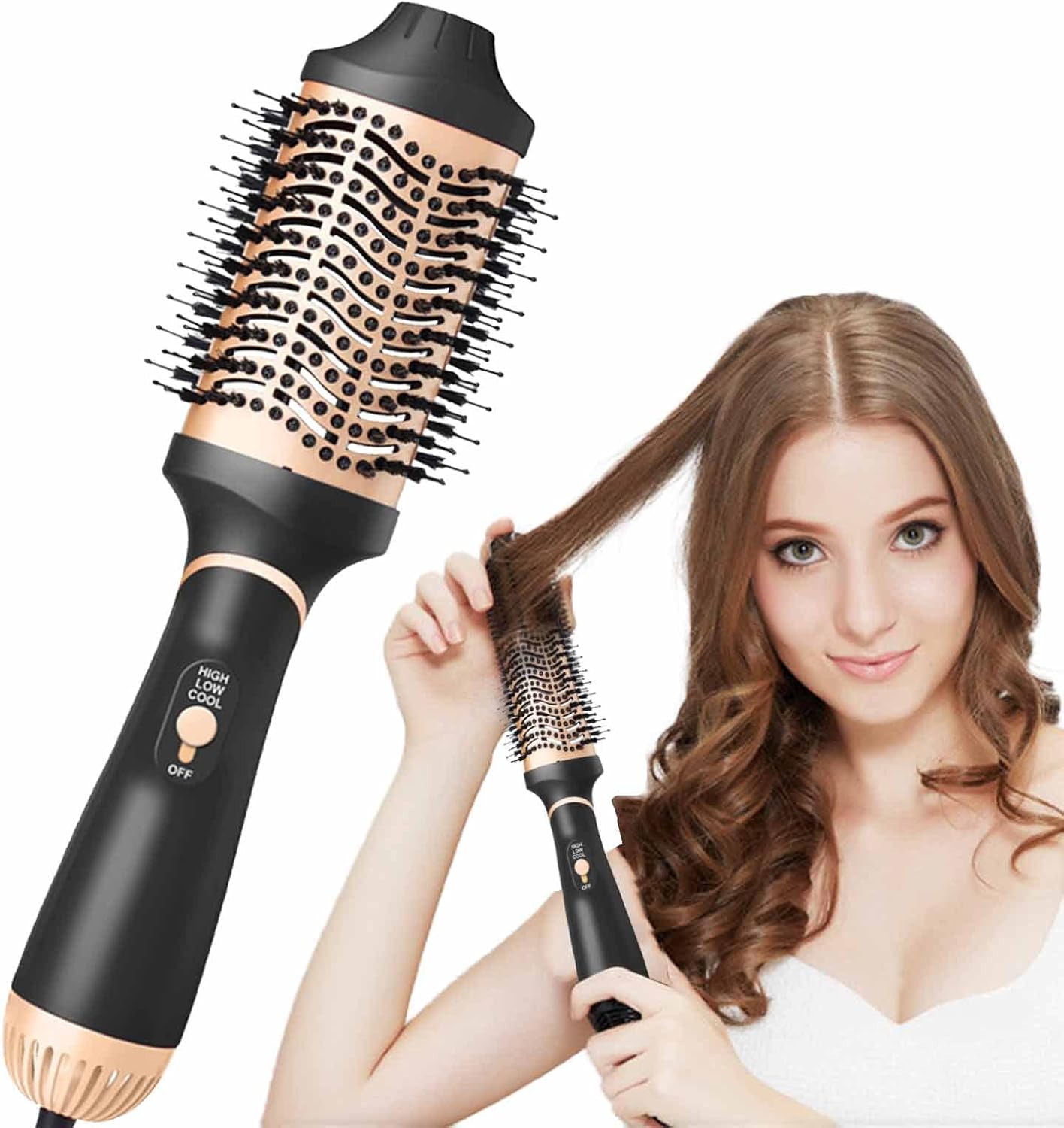 ROEOLNIL 4-in-1 Hair Dryer Brush - Styled in Gold!