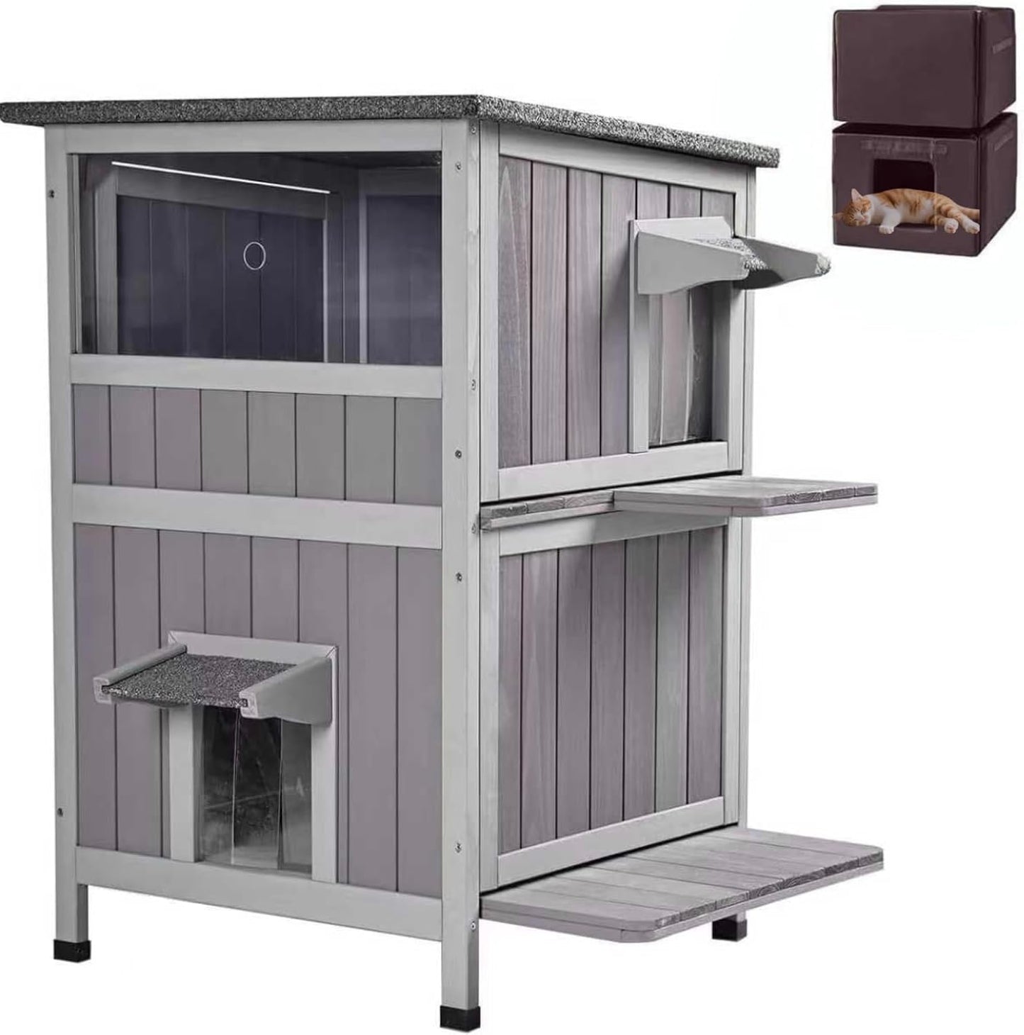 Insulated Outdoor Cat House for Winter with Waterproof Design