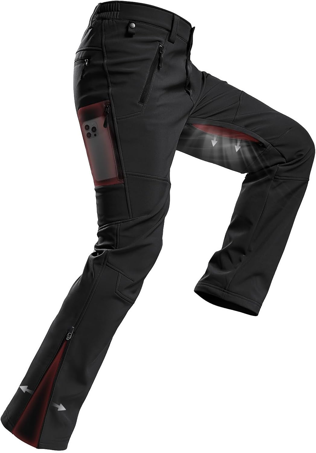 Moosehill Mens Snow Ski Pants Water Resistant Fleece Lined Warm