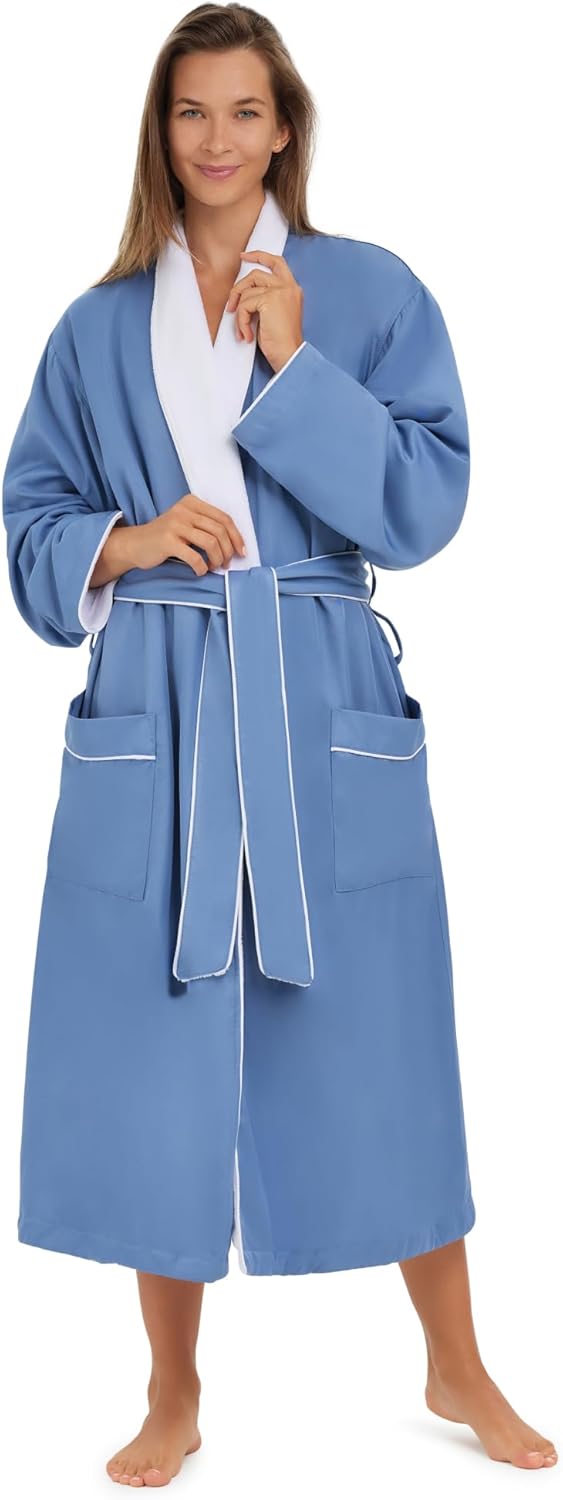 Plush Lined Microfiber Bath Robe for Men and Women - Luxury Spa