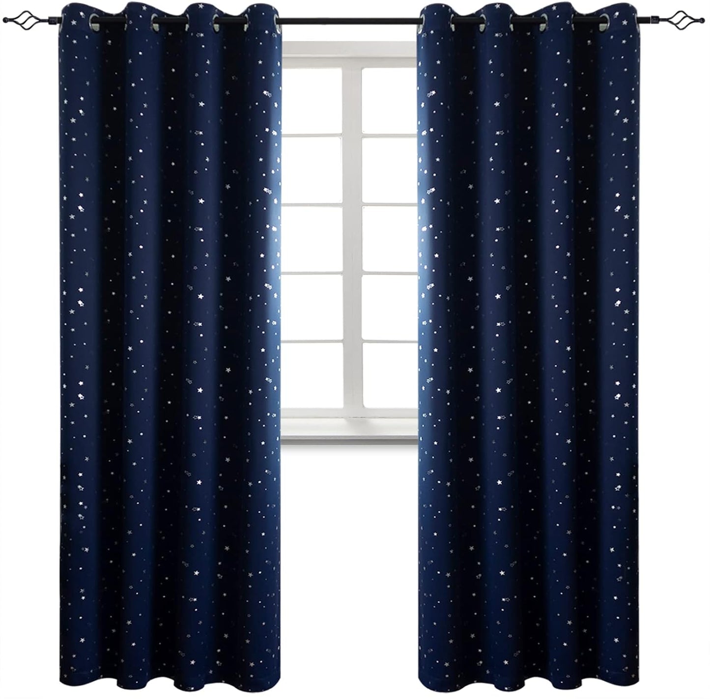 BGment Navy Star Blackout Curtains for Kid's Bedroom - Fun Design