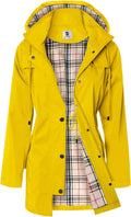 Women's Long Hooded Rain Jacket Polyester Windbreaker - Relaxed Fit