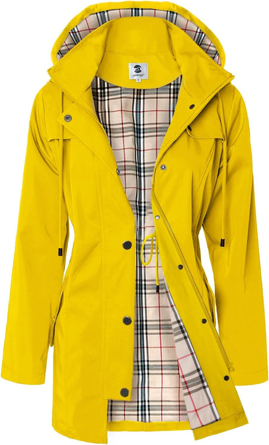 SaphiRose Women's Long Hooded Rain Jacket for Outdoor Activities