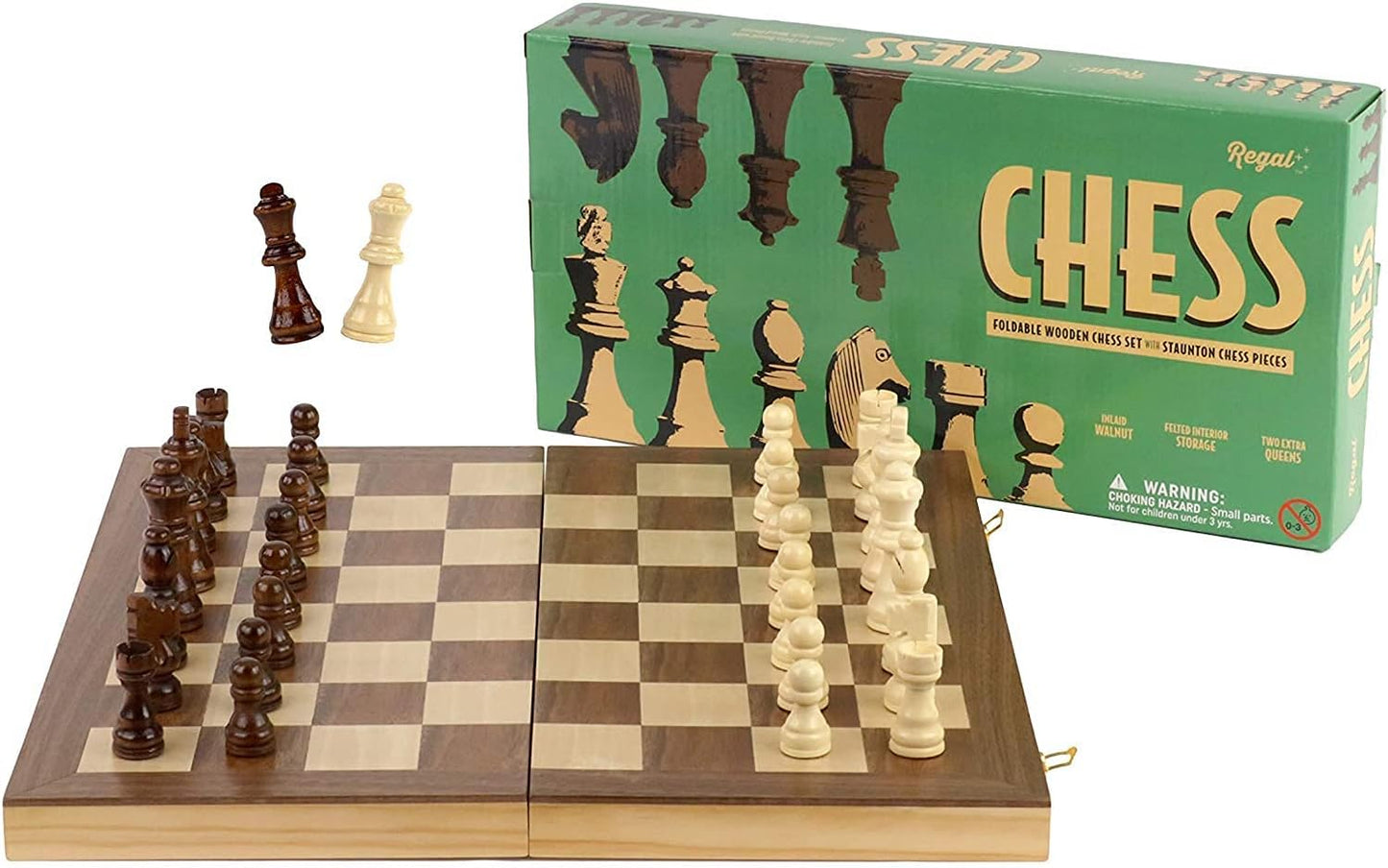 Regal Wooden Chess Set for Adults - Portable Folding Board Game