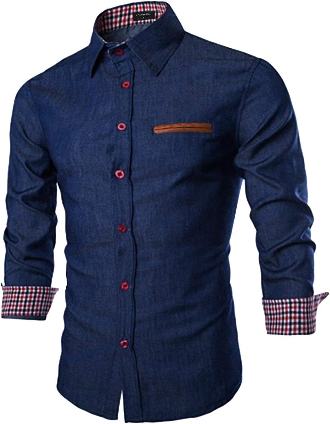 COOFANDY Men's Casual Dress Shirt Long-Sleeve Denim Work Shirt