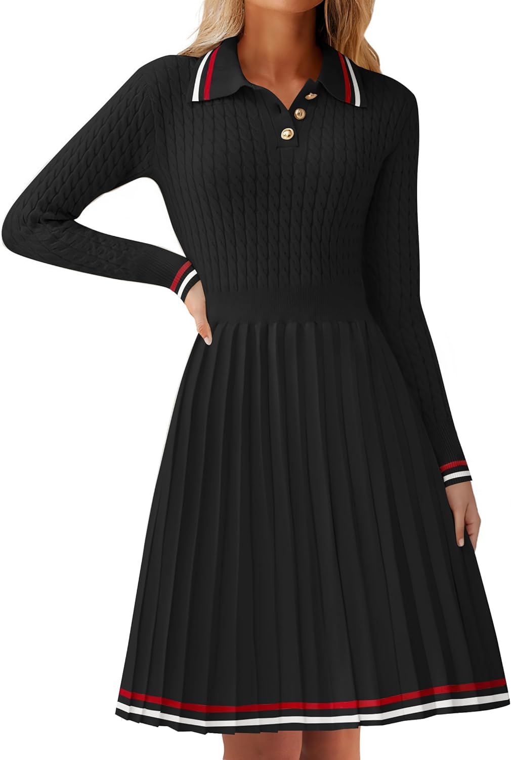ZESICA Women's Midi Sweater Dress for Fall and Winter Style