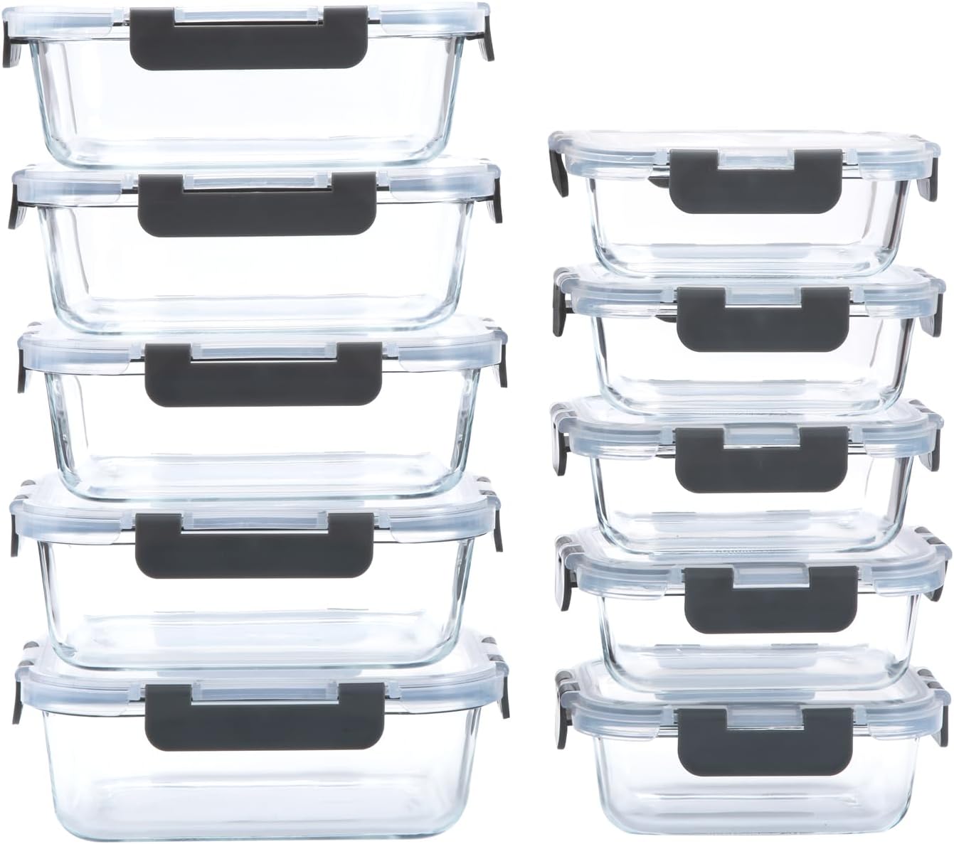 10-Pack Glass Food Storage Containers for Meal Prep and More