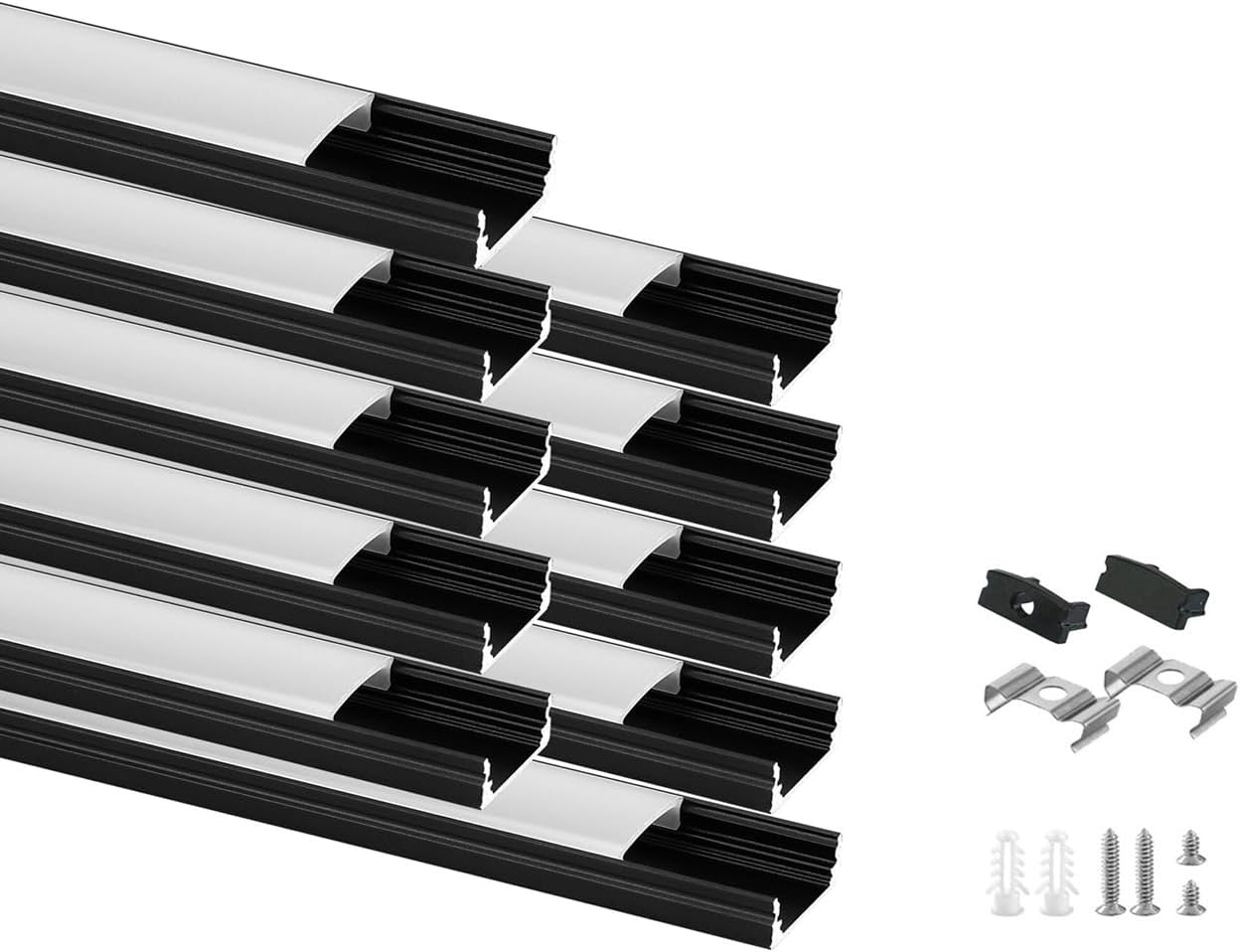 Besseto 10Pack 6.6Ft Black LED Aluminum Channel for Lighting