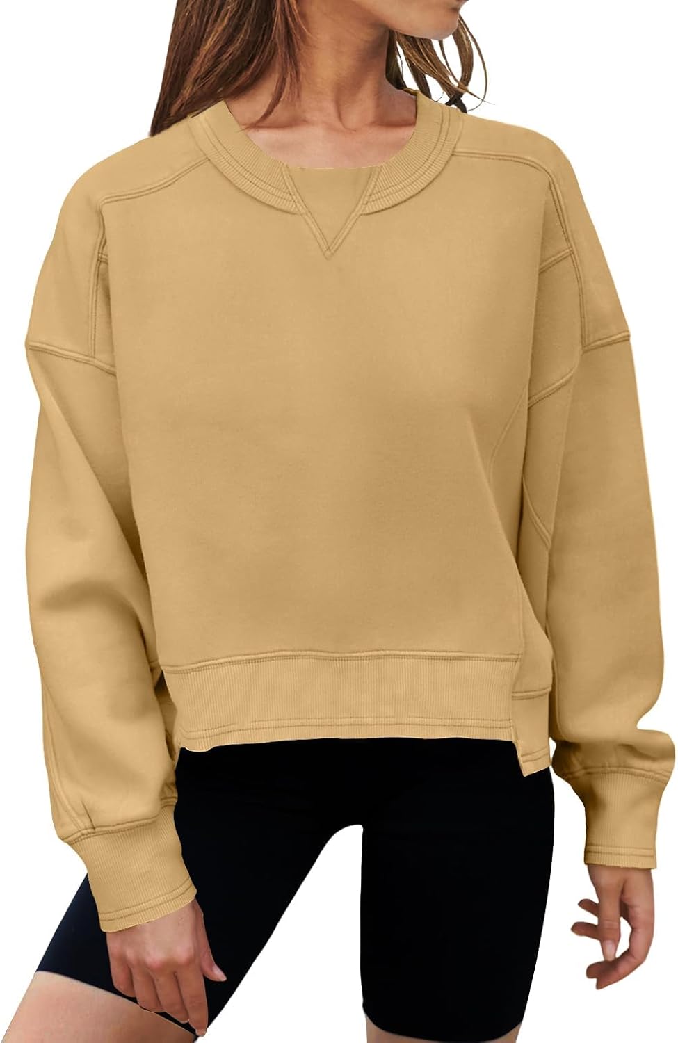 MEROKEETY Women's Oversized Cropped Sweatshirt for Fall Style