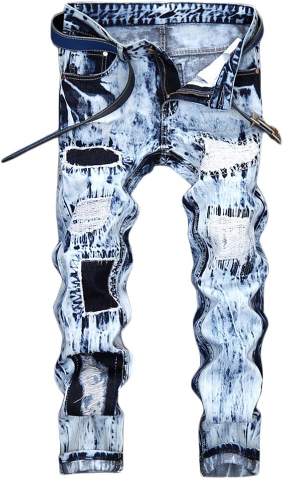 Enrica Men's Ripped Straight Slim Moto Biker Jeans Review