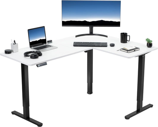 VIVO Electric Corner L-Shaped Standing Desk with Memory Control
