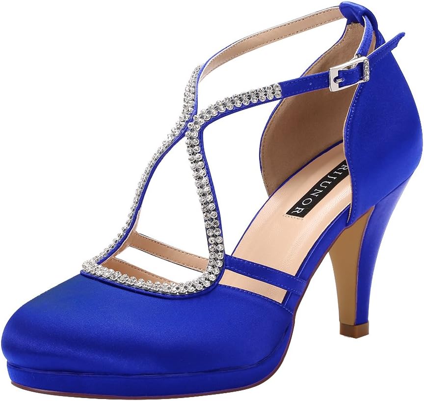 ERIJUNOR Women Comfort Low Heel Closed-Toe Ankle Strap Shoes