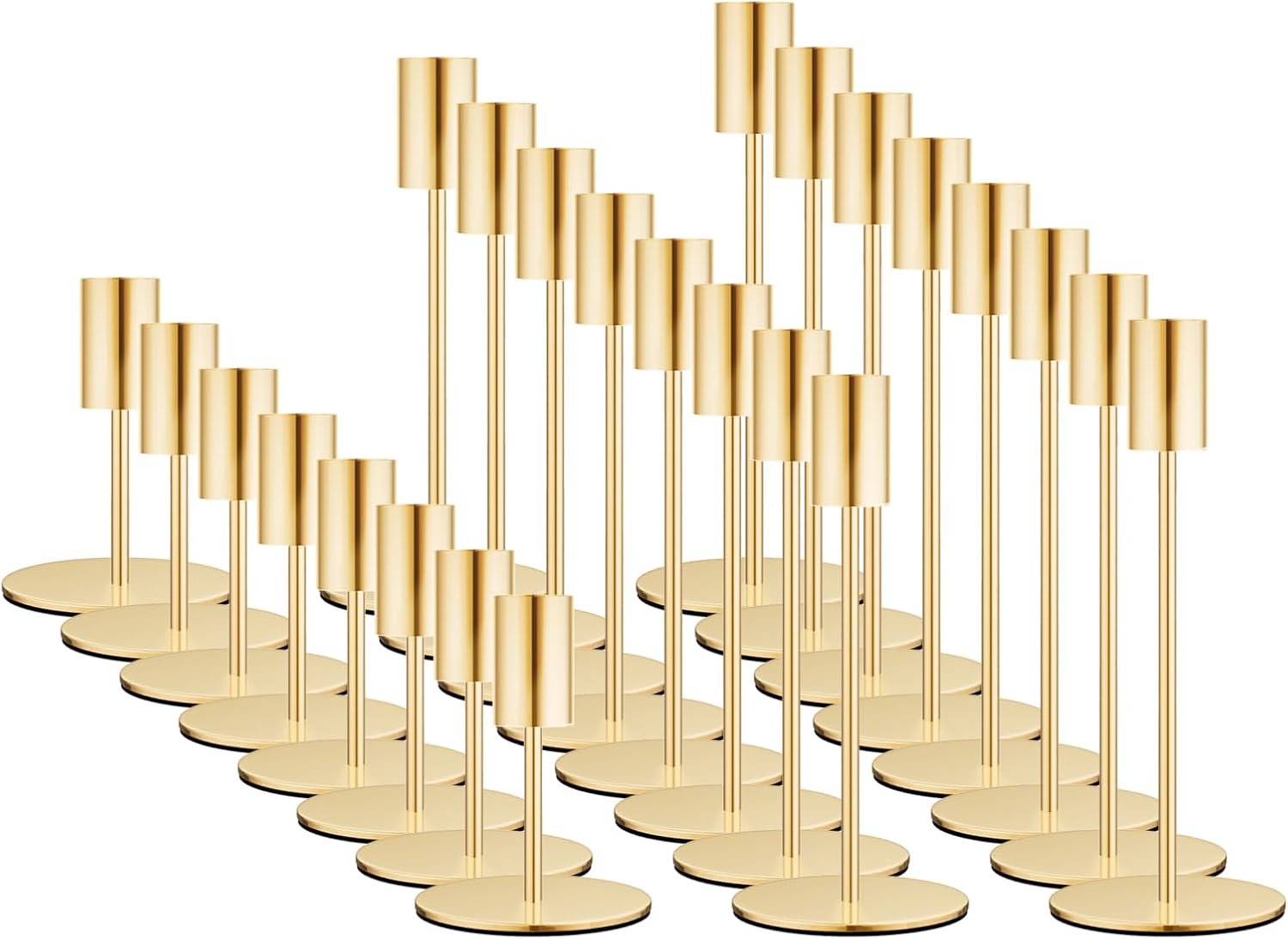 Set of 24 French Gold Taper Candle Holders for Elegant Decor